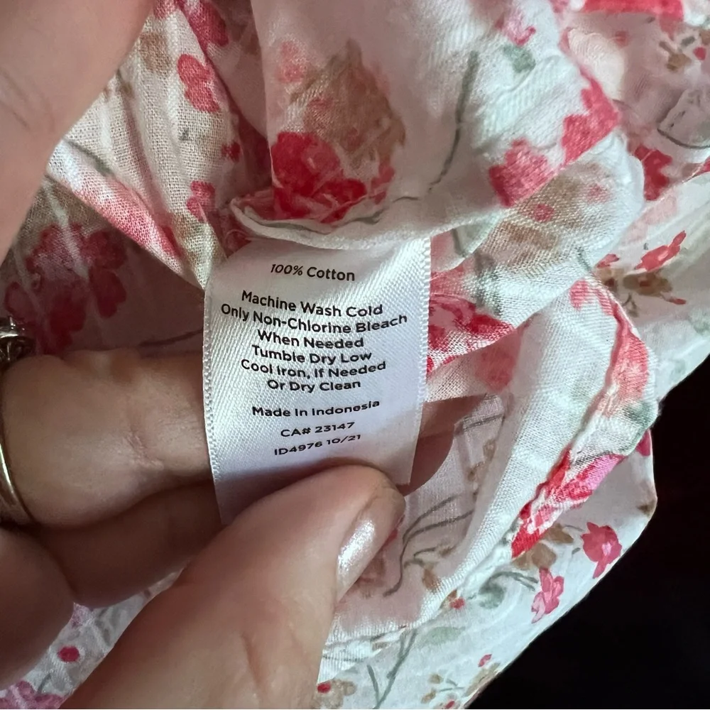 EUC Talbots Floral Cottagecore Top in White Red Pink size M - Picture 7 of 9